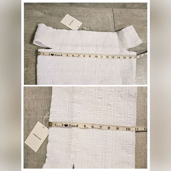 Everlane The Gauze Smock Off Shoulder White Crop Top L NWT - Picture 8 of 8